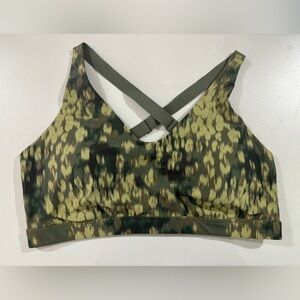 Offline By Aerie Green Watercolor Camo Medium Support Stretch Sports Bra XXL
